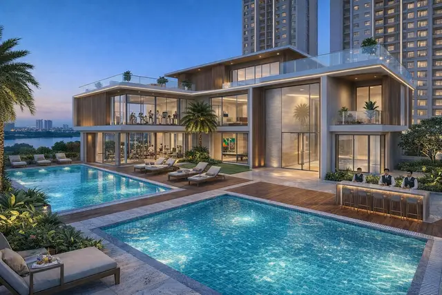 Clubhouse and poolside envisioned for Hiranandani Goa