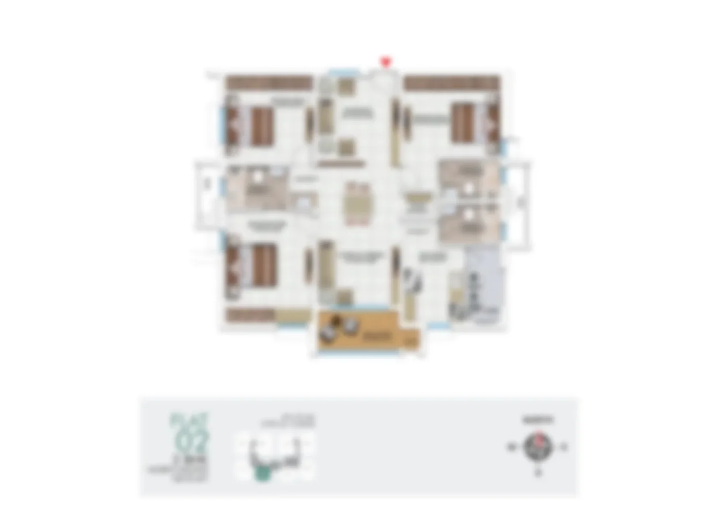 Representative floor plan for 3 BHK villa at Hiranandani Goa